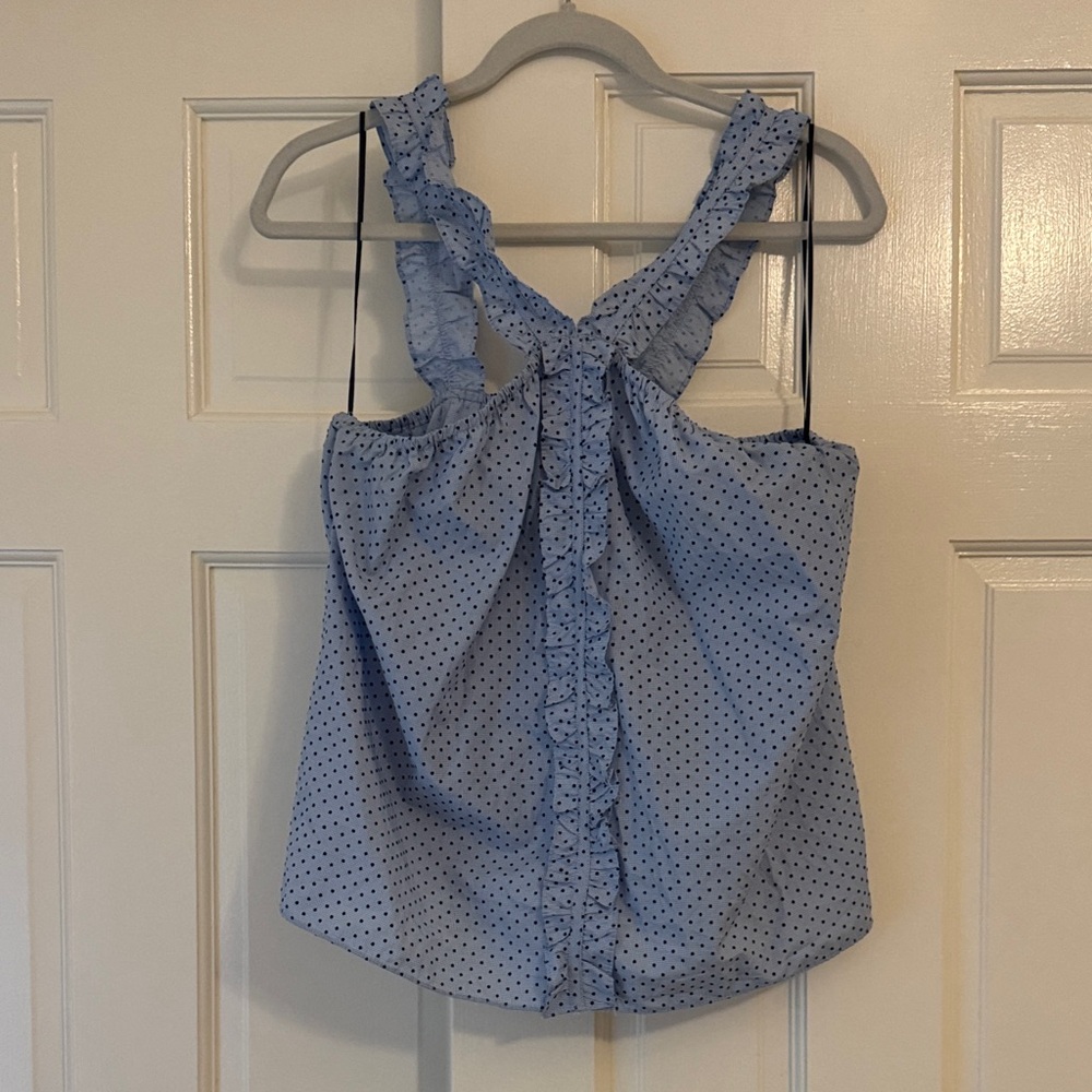 Waverly Grey Blue and White Polka Dot Blouse